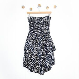 Ganni Navy Blue Floral Tiered Skirt